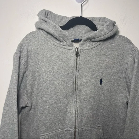 Polo Ralph Lauren Boys Gray Zip-Up casual everyday pony logo Hoodie Size S (8) - Picture 3 of 8